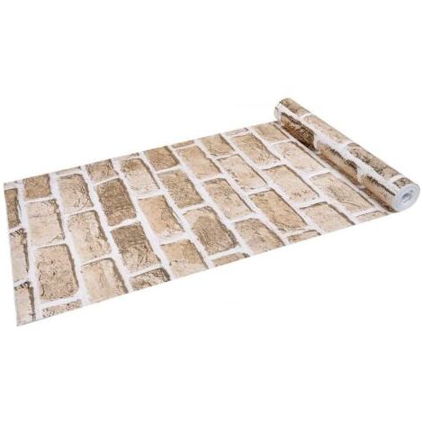 royaluxe-Papier peint brique beige clair Papier peint moderne chambre d'ado - 45x500cm (1/5)