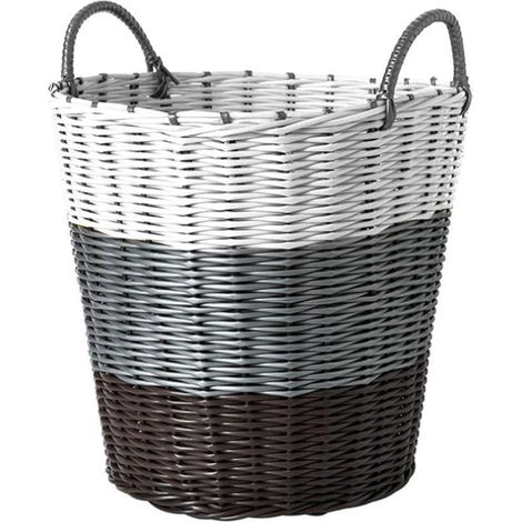 Panier De Rangement En Plastique - Panier À Linge Tissé En Rotin Synthétique - Pour Vêtements Jouets Livres Serviettes - Poignées Découpées - Blanc - 1 Pièce (1/5)