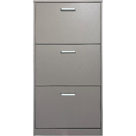 Mobile Scarpiera Salvaspazio in Legno 3 Ante Tortora 60 x 24 x 115 cm (1/2)