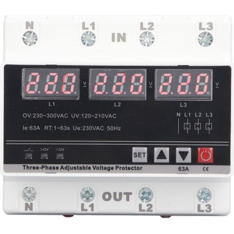 Protecteur réglable triphasé, dispositif de Protection contre les surtensions et les sous-tensions, montage sur Rail DIN AC120V-300V 63A (1/5)