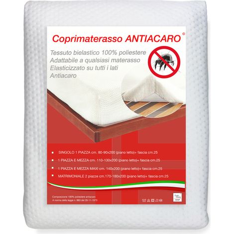 Coprimaterasso Jersey Elasticizzato   Anallergico e Antiacaro   Morbido e Silenzioso   Angoli Maxi Materassi alti Matrimoniale MAXI cm. 180x200