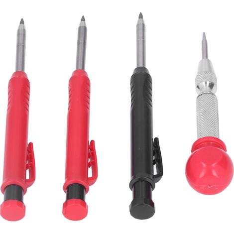 Lot de crayons de menuisier solides avec recharges, poinçon central et marqueur mécanique à mine longue pour trous profonds (1/5)