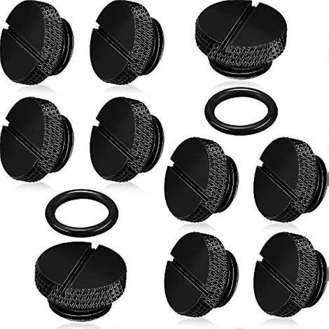 Lot de 10 bouchons noirs G 1/4 pouce avec joint torique pour système de refroidissement liquide d'ordinateur (1/5)