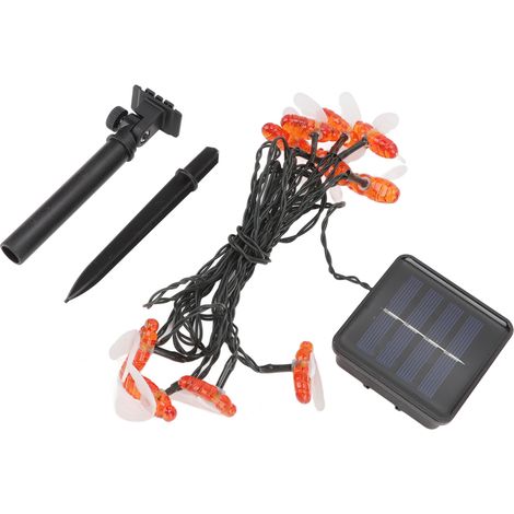 Guirlande lumineuse solaire étanche à 10 LED en forme d'abeille, décoration de Noël en forme d'insecte. (1/5)