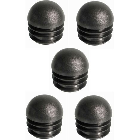 Embouts de Tube Rond - Lot de 5 - Plastique Noir - Tête Sphérique à Lamelles - Protection Sol Meubles et Chaises - Diamètre 25mm (1/5)