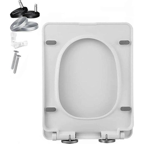 Abattant WC carré blanc, fermeture amortie, charnières réglables, démontage rapide, fixation par le haut, couvercle rectangulaire PP 06A (1/5)