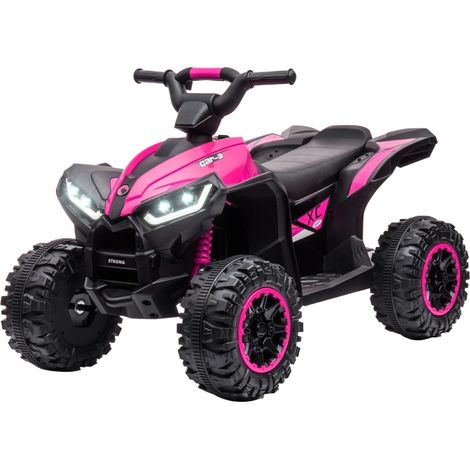 Quad électrique enfant 3-6 km/h lumières musique 3-5 ans 25 kg rose/noir