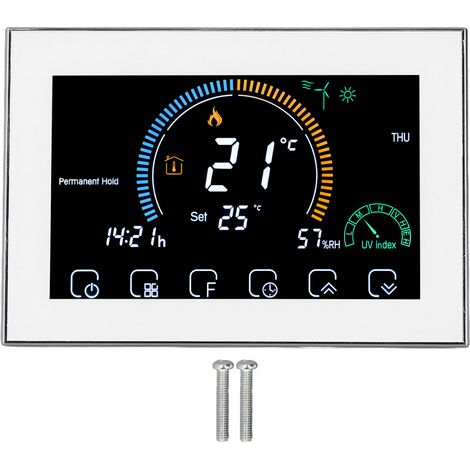 Eosnow Thermostat de climatiseur Central, écran tactile LED, contrôleur de température WiFi intelligent Programmable, 95 à 240V, blanc