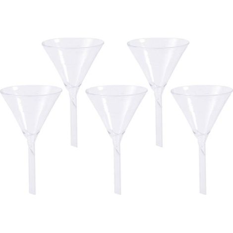 5 embudos de vidrio, de forma triangular sólida, para llenar botellas, laboratorio de química, reutilizables. (1/5)