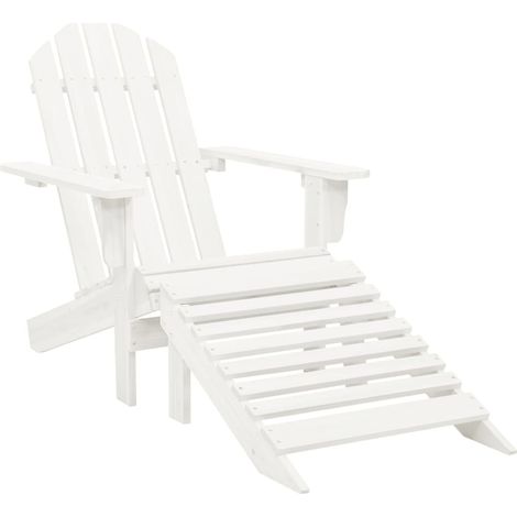 Gartensessel mit Fußstütze Holz Weiß