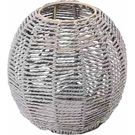 Abat-jour suspendu en rotin tressé à la main, de style bohème, idéal pour les îlots de cuisine, les chambres, les salles à manger et les espaces repas (gris). (1/5)