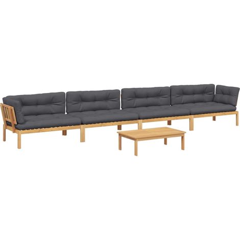 Maison Exclusive - Set Divano Pallet Giardino 5pz con Cuscini Massello Acacia (1/5)