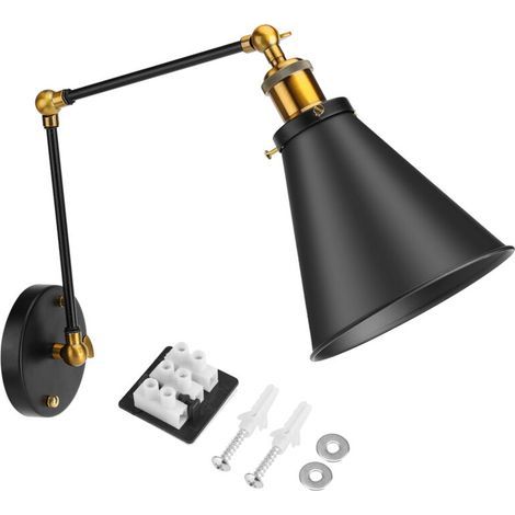 Applique murale loft industriel vintage avec bras articulé réglable – Éclairage d’ambiance pour entrepôt, design rétro en métal noir (1/5)