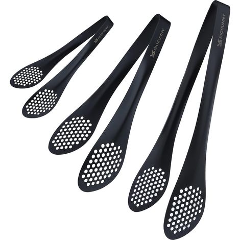 pince à buffet de cuisine saladier, pince d'alimentation lourde pour la cuisson, barbecue, pinces métalliques Set de 3 (noir 18cm，23cm，28cm) (1/5)