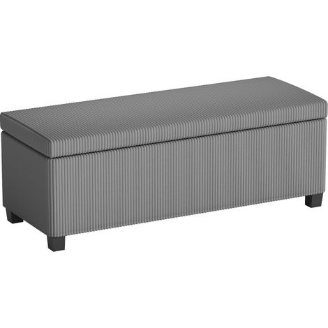 Banco con almacenaje tapizado de pana gris 112 x 42 x 40 cm HOMVRA (1/5)