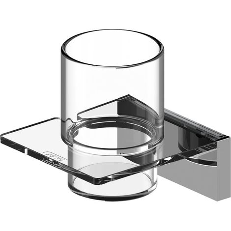 Porte verre transparent - Décor : Transparent / Chrome - Largeur : 100 mm - Matériau : Acrylique / Nylon / ABS - Profondeur : 113 mm - AKW