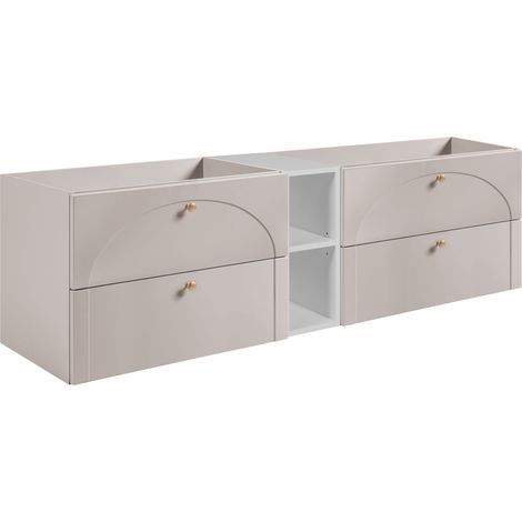 Meuble sous vasque suspendu AURA cachemire avec étagère blanc 180 cm G (1/5)