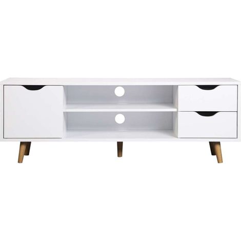 Mesa TV FIANO de 140x28x41 cm, blanca (1/3)