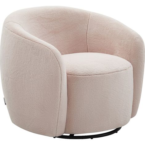 Poltrona girevole in finta pelliccia rosa VEREIDE