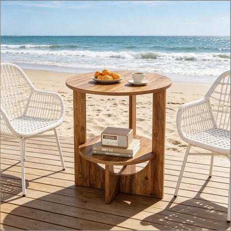 Table d'appoint ronde, table basse design, table de chevet moderne, meuble d'appoint compact, table d'accotement en bois, petit guéridon pratique (table seule) (1/5)