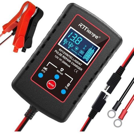 Chargeur De Batterie - 6V 12V 2A - Pour Batteries Plomb SLA VRLA AGM GEL WET - Afficheur LCD - 3 Modes STD Repair Float - 1 Pièce (1/4)