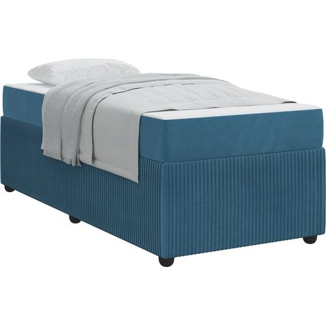 Maison Exclusive - Cadre de lit avec matelas Bleu 90 x 190 cm tissu (1/5)