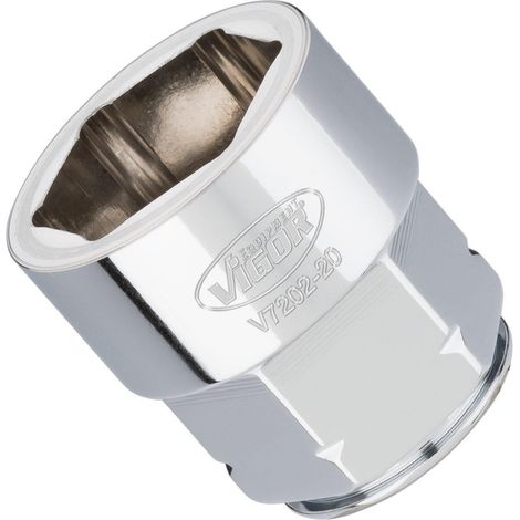 VIGOR Douille plate super fine V7202-20 Carré creux 12,5 mm (1/2 pouce) Profil hexagonal extérieur 20 (1/4)