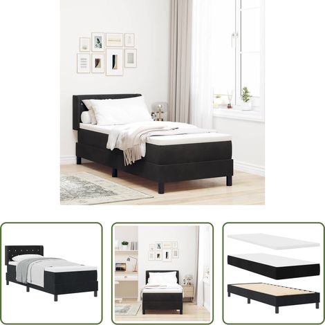 vidaXL Schlafzimmer - Boxspringbett mit Matratze Schwarz 200 x 80 cm Samt (1/5)
