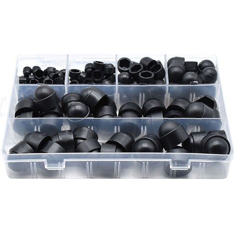 145 tapas para tornillos de polietileno, tapas para tuercas, tapas para tornillos, 6 tamaños disponibles con caja de almacenamiento (negro) (1/5)