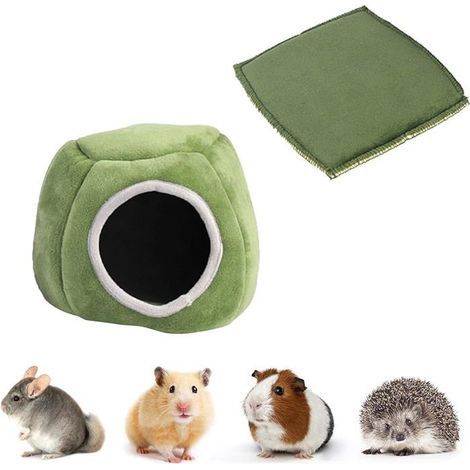 Cozy Bed for Guinea Pigs, Hamsters & Small Pets with Removable Cushion, Log-Style Hideout Basket