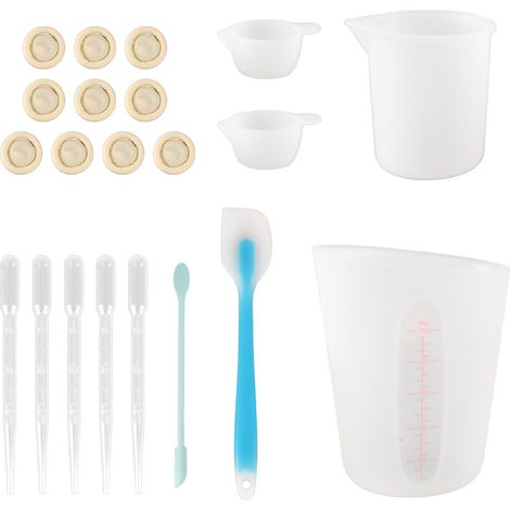 Kit de Mélange Résine Époxy 21 Pièces Bleu - Tasses de Mesure Silicone, Spatules, Gants, Pipettes, Outils de Bricolage pour Loisirs Créatifs (1/5)