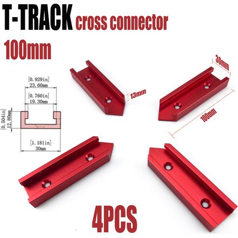 Rouge 100 (4 pièces par ensemble) Connecteur à rainure en T, rainure en croix universelle type 30 pour le travail du bois, rainure de connexion en forme de croix, rainure de travail du bois type 30. (1/5)