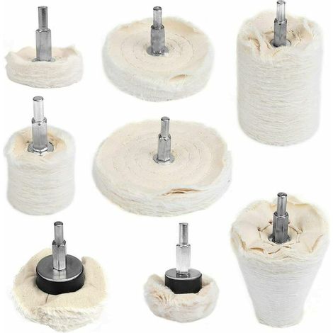 8PCS Coton Disque de Polissage, Tampon de Polissage Roue, Blanche Roue à polir pour Outil de polisseur de broyeur (1/5)