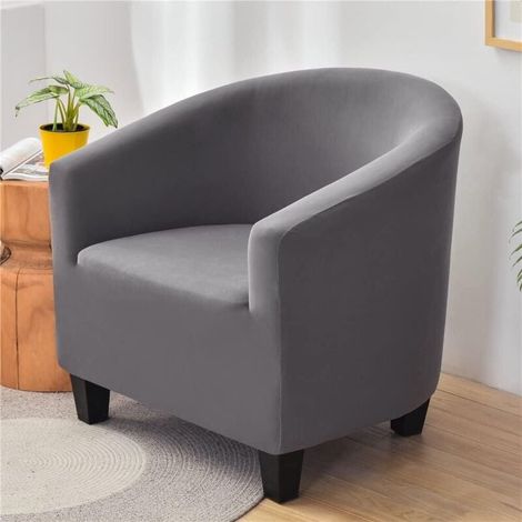 Housse de Fauteuil Extensible, Élégant Mode Couleur Unie Couverture de Fauteuil Antidérapant, Tub Chair Housse de Canapé sans Housse de Coussin (Gris) (1/4)