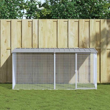 vidaXL Chicken Cage with Roof Light Grey 203x98x90 cm Galvanised Steel