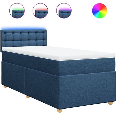 Cadre de lit en tissu, matelas inclus, bleu, 80 x 200 cm (1/5)