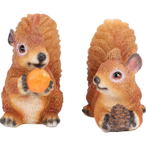 Eichhörnchen-Skulpturen aus Kunstharz, 2er-Set, Tierfiguren für Garten, Terrasse, Rasen und Garten. (1/5)