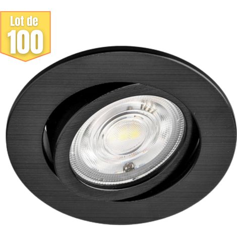 Lot de 100 spots LED encastrables 3en1 rond noir 7W IP20 (1/5)