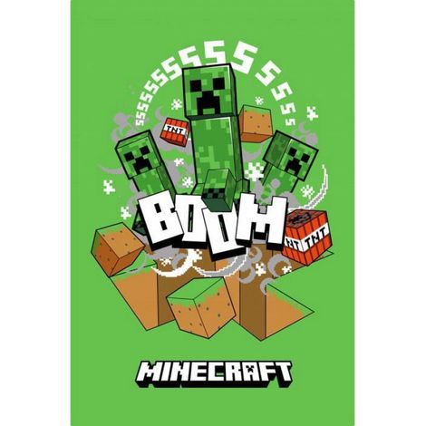 Couverture - - Minecraft Boom Creeper - 100 x 150 cm - Ultra douce - Multicolore
