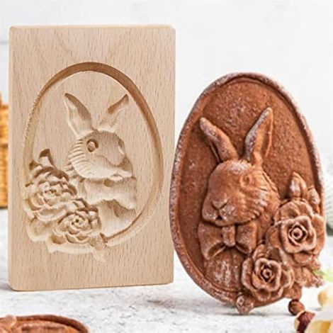 Emporte-pièce en Bois sculpté 3D - Moules à Biscuits en Bois sculpté 3D - Outils de Cuisine pour Nol, Thanksgiving, Halloween, Paques (Marron-I) (1/5)