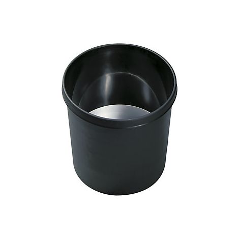 Cesta de papel 12l H270xØ260mm con borde de asa, plástico negro (Por 5)