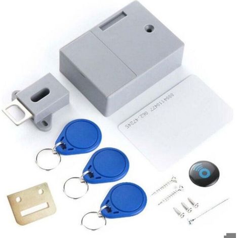 Serrure d'armoire intelligente, sans trous, contient 3 porte-clés et 1 carte, serrure invisible, ouverture électronique RFID pour (1/4)