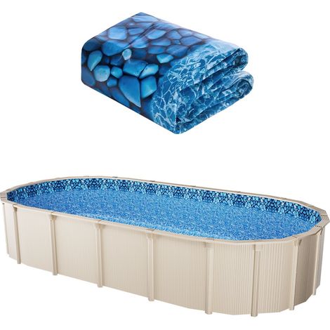 Revêtement de Piscine Ovale, 732x366x147 cm, Doublure Style Chevauchement Durable Vinyle Calibre Standard, Résiste à l'Usure, Rétention d'Eau, pour Piscines Hors Sol à Parois Hauteur 137 cm (1/5)