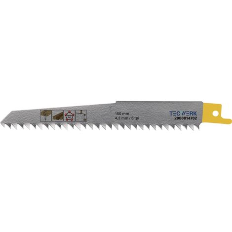 TECWERK Säbelsägeblatt L.150mm B.19mm 4,2mm TPI 6 HCS/CV 5 St./Karte TW