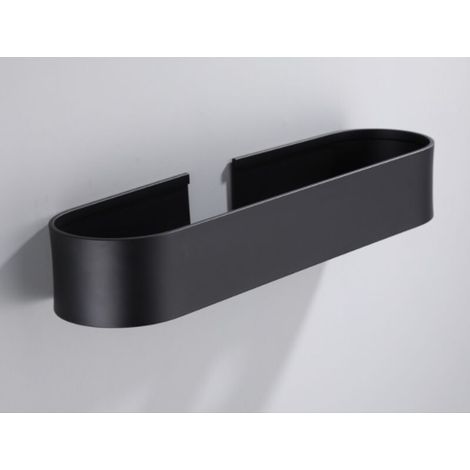 Étagère de douche sans perçage, panier de rangement salle de bain en aluminium finition mat, étagère murale cuisine et salle de bain - noir (1/5)
