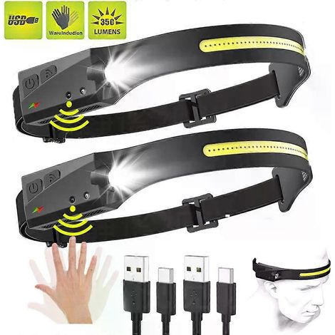 230-Watt-LED-Stirnlampe mit hellem Lichtstrahl und Sensor, eingebautem Akku, USB-aufladbar, für Outdoor-Aktivitäten wie Camping und Angeln (1/4)