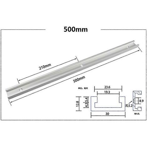 guide-onglet en alliage d'aluminium, qualité argent, pour scie à onglets de table. (1/5)