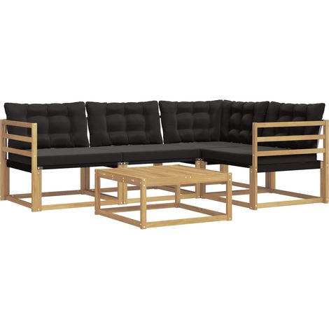 vidaXL Ensemble de canapés d'extérieur 5 pcs Blanc et noir
