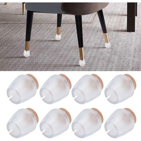 Lot de 32 patins antidérapants pour pieds de table, protections épaisses en silicone pour pieds de table et de chaise, bonne élasticité, excellente réduction du bruit, protections transparentes pour p (1/5)