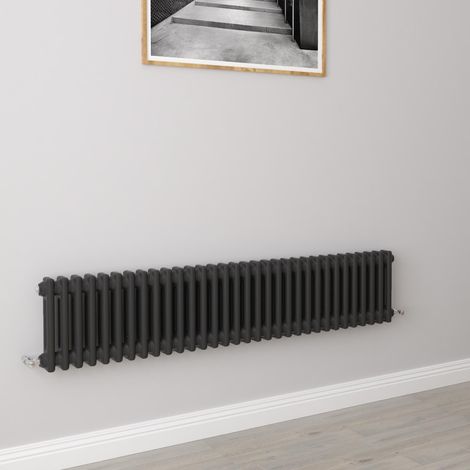 AICA 300x1460mm 2 Column Horizontal Black Radiator Central Heating Cast Iron Style (1/5)